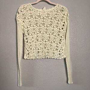 White Crow Cream 100% Cotton Crochet Bohemian Hippie Festival Floral Top M